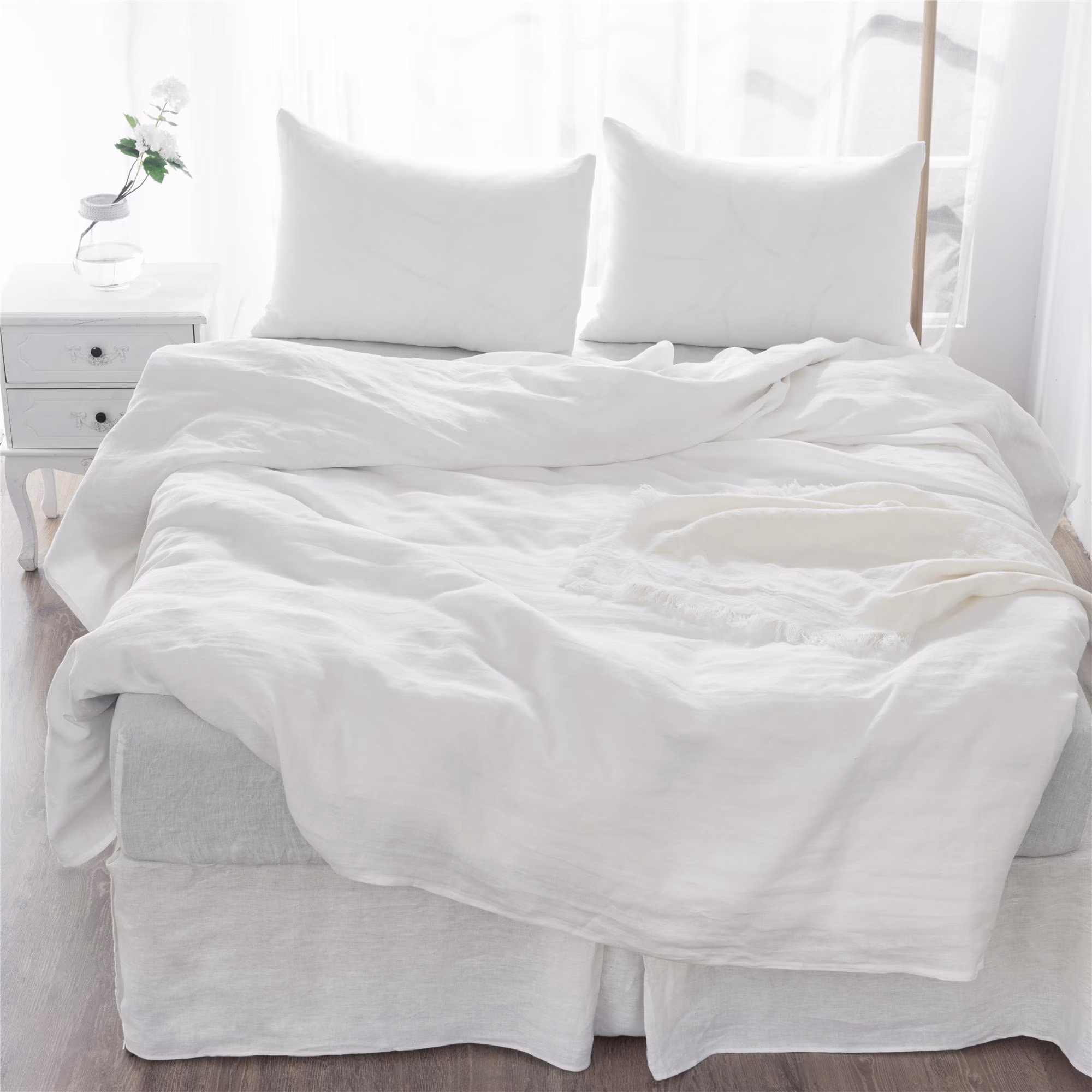 Belgian Linen Bedding Bundle, Organic Duvet Cover Sheet Set Custom Bedding