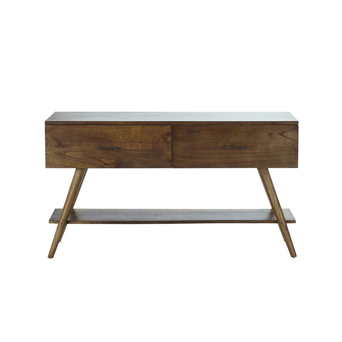 VINTAGE - Meuble double vasque en mindi massif 135 cm