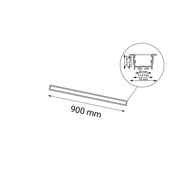 Oprawa wpuszczana HIATE liniowa czarna LED 18W 4000K 2354lm IP20 Shilo