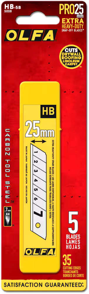 OLFA HB-5B 5008 Extra Heavy-Duty Snap-Off Blades, 25-mm, 5-pk