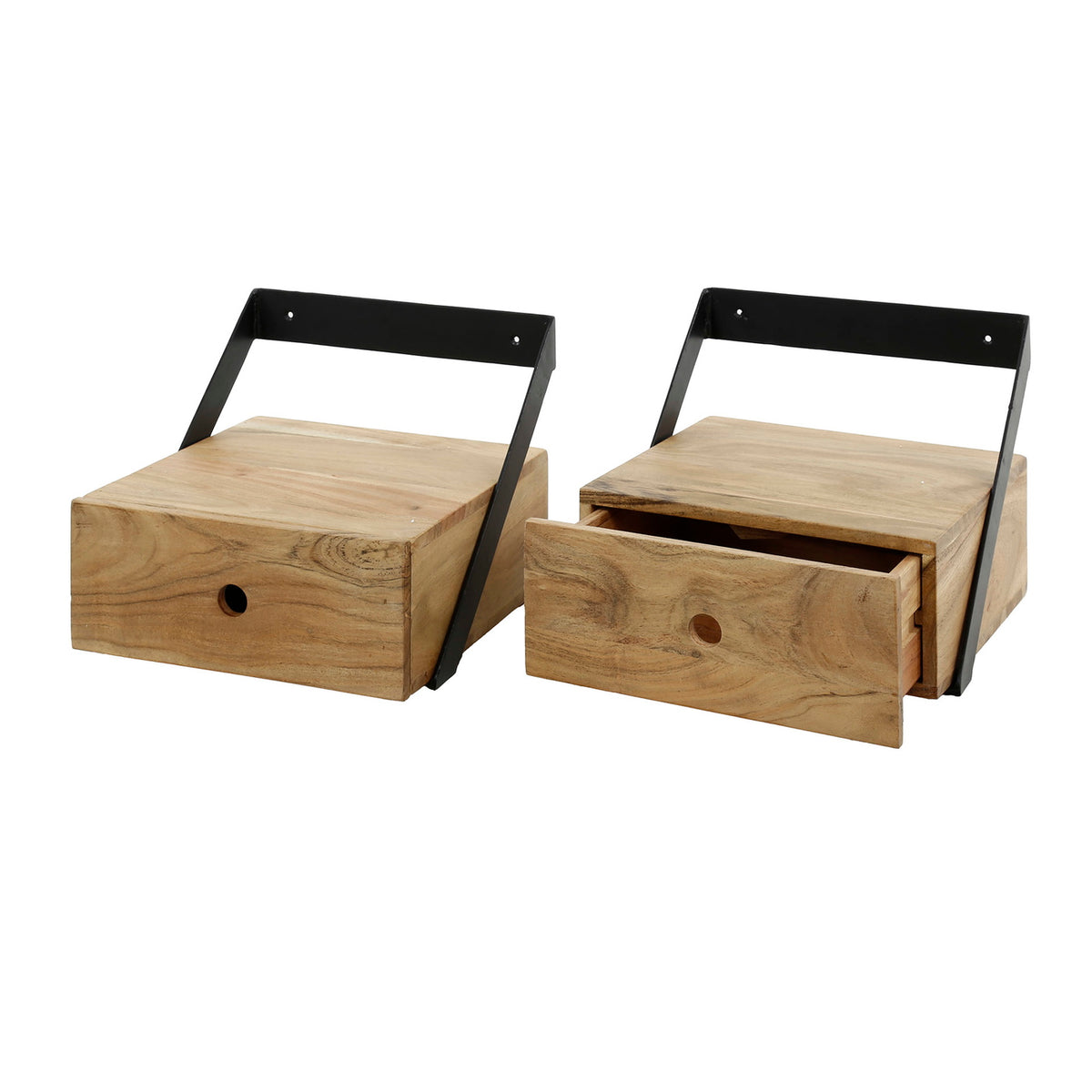 Giga Meubel Nachtkastje Strip XS - Acaciahout - Set van 2 - 30x30x20cm