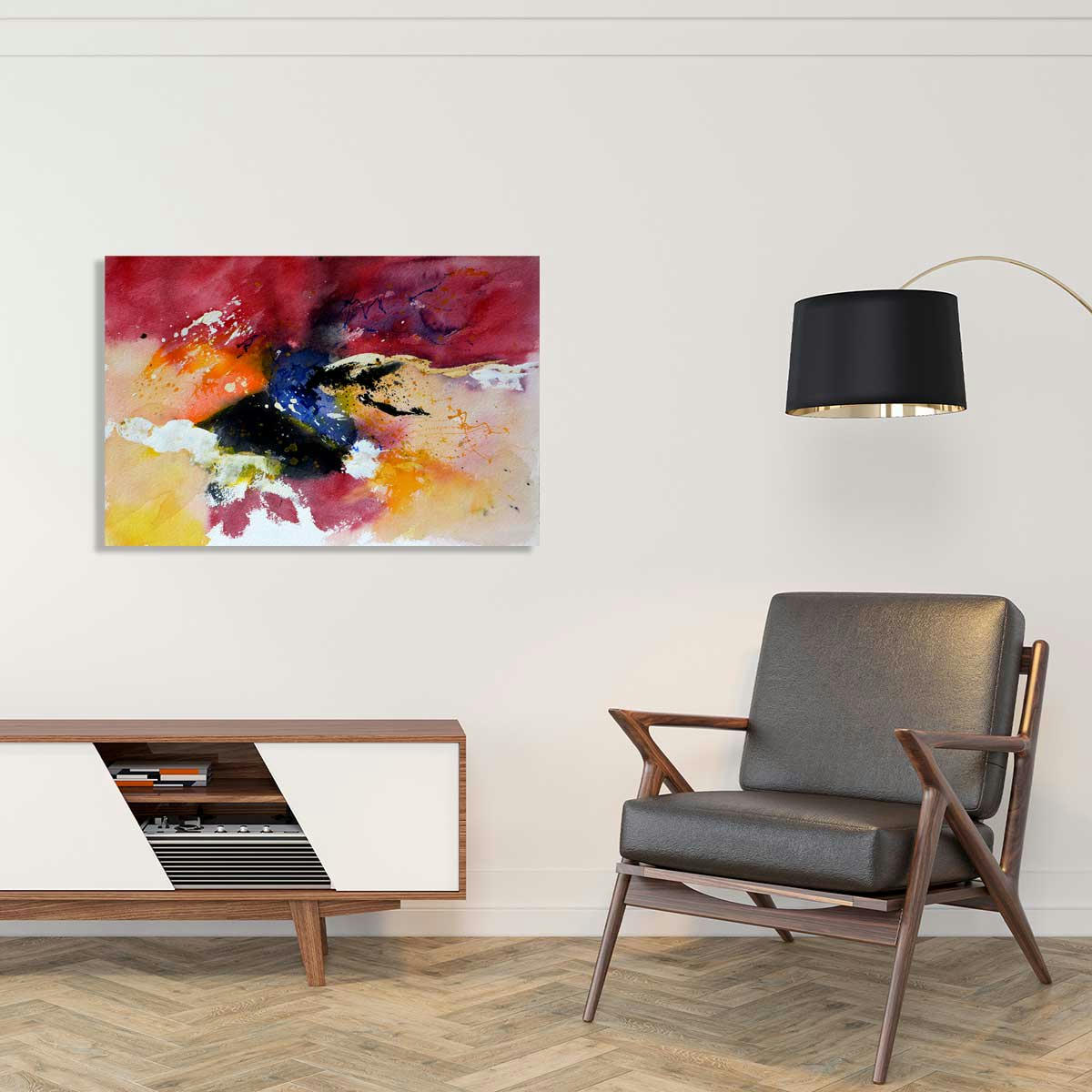 - Tableau peint abstraite aquarelle imprimé sur toile 90x60cm