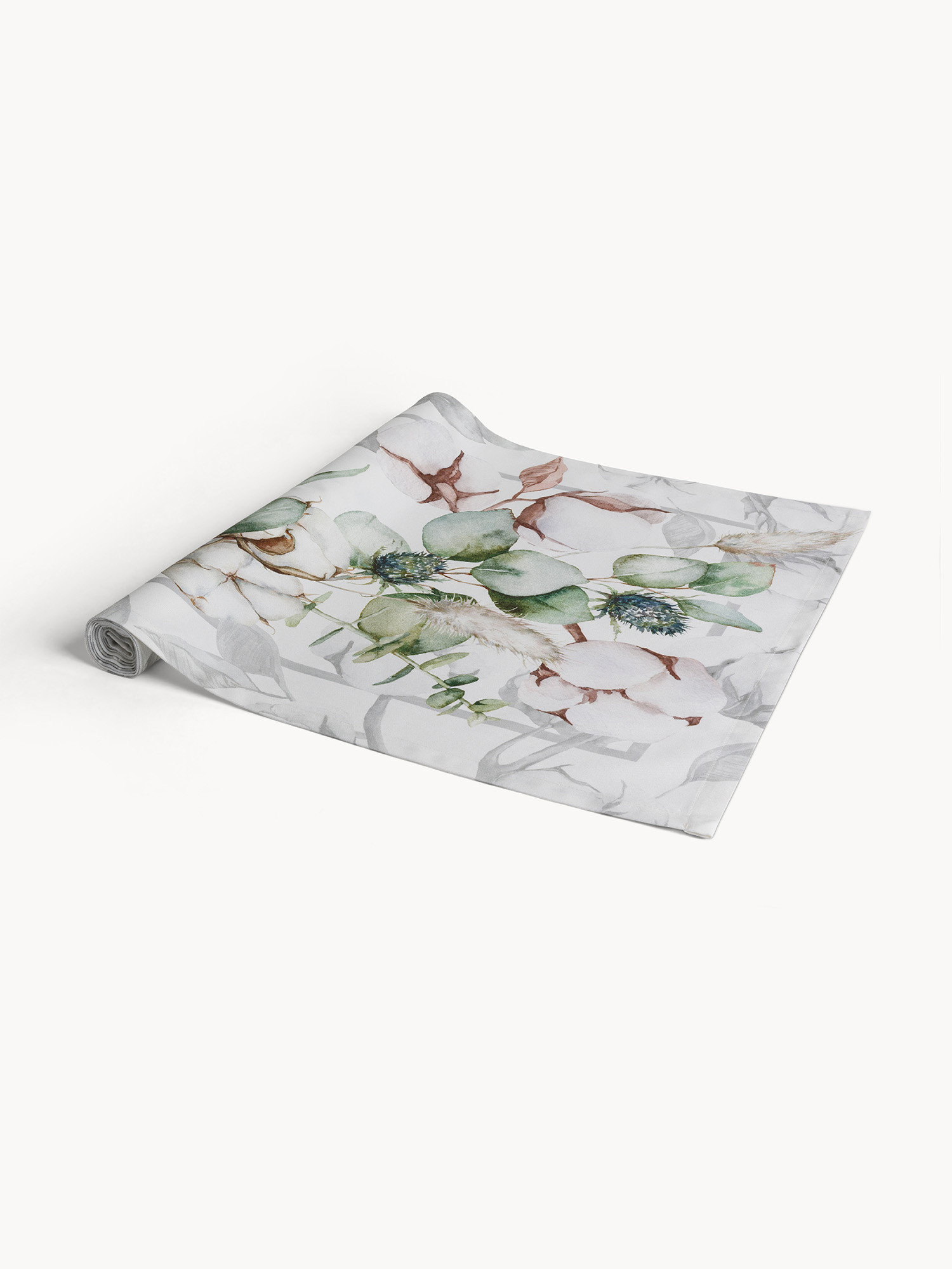 Runner in drill di cotone Fiori di cotone by Tessitura Randi