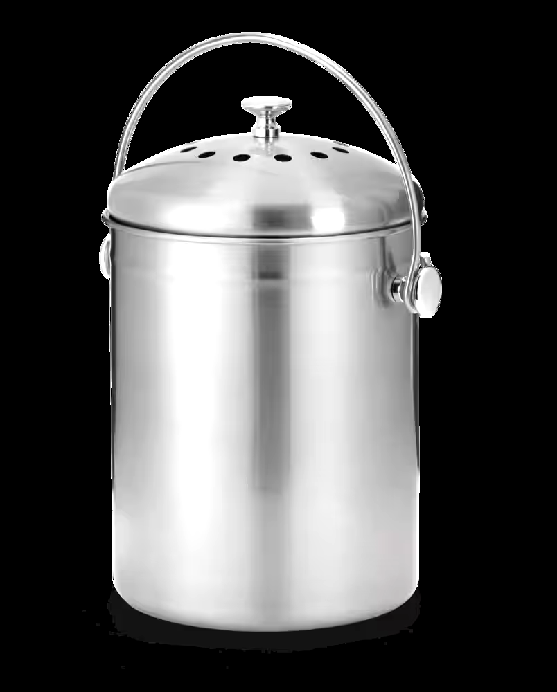 type A Stainless Steel Circular Compost Bin, 4-L