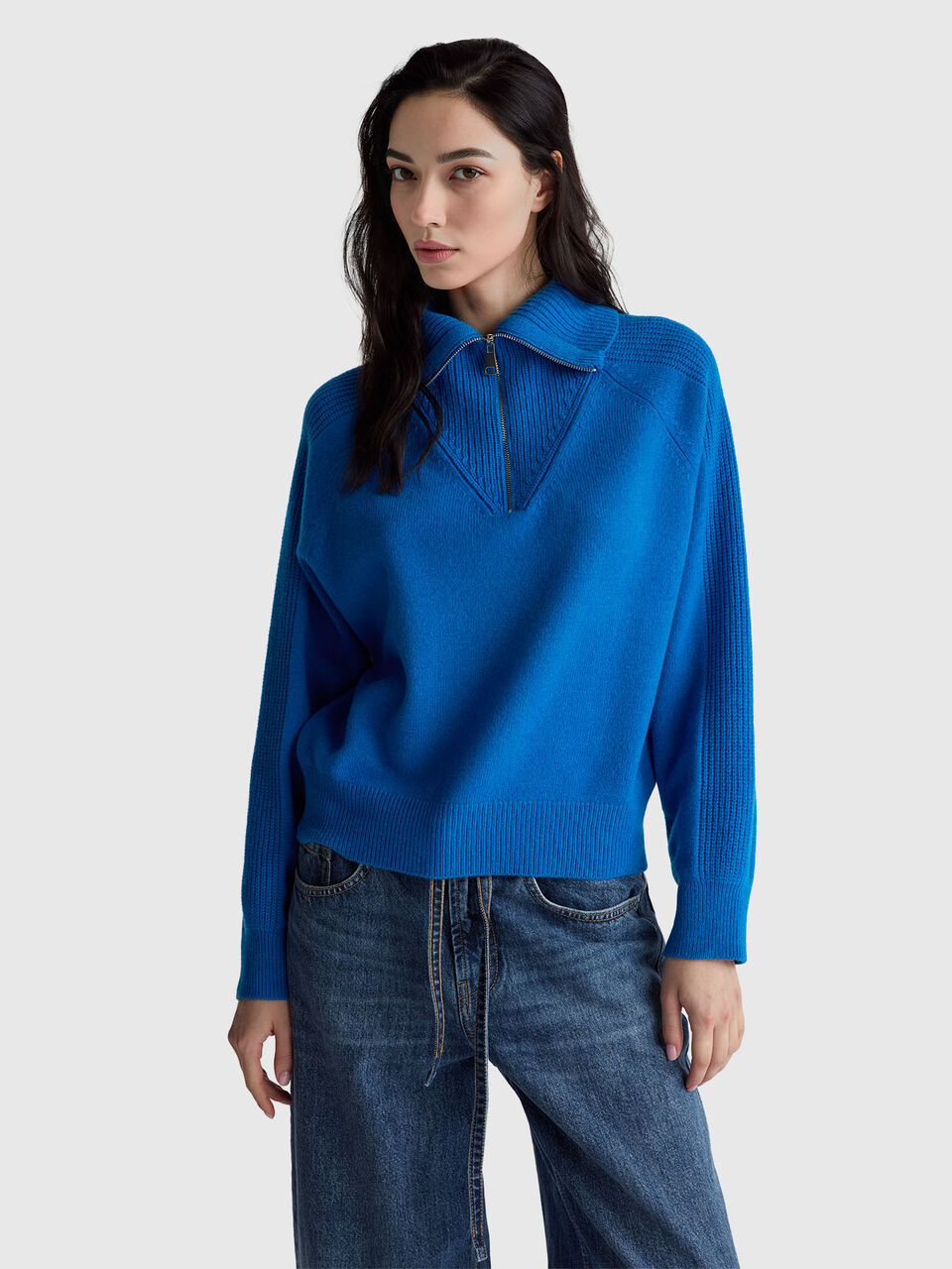 100% wool half-zip sweater