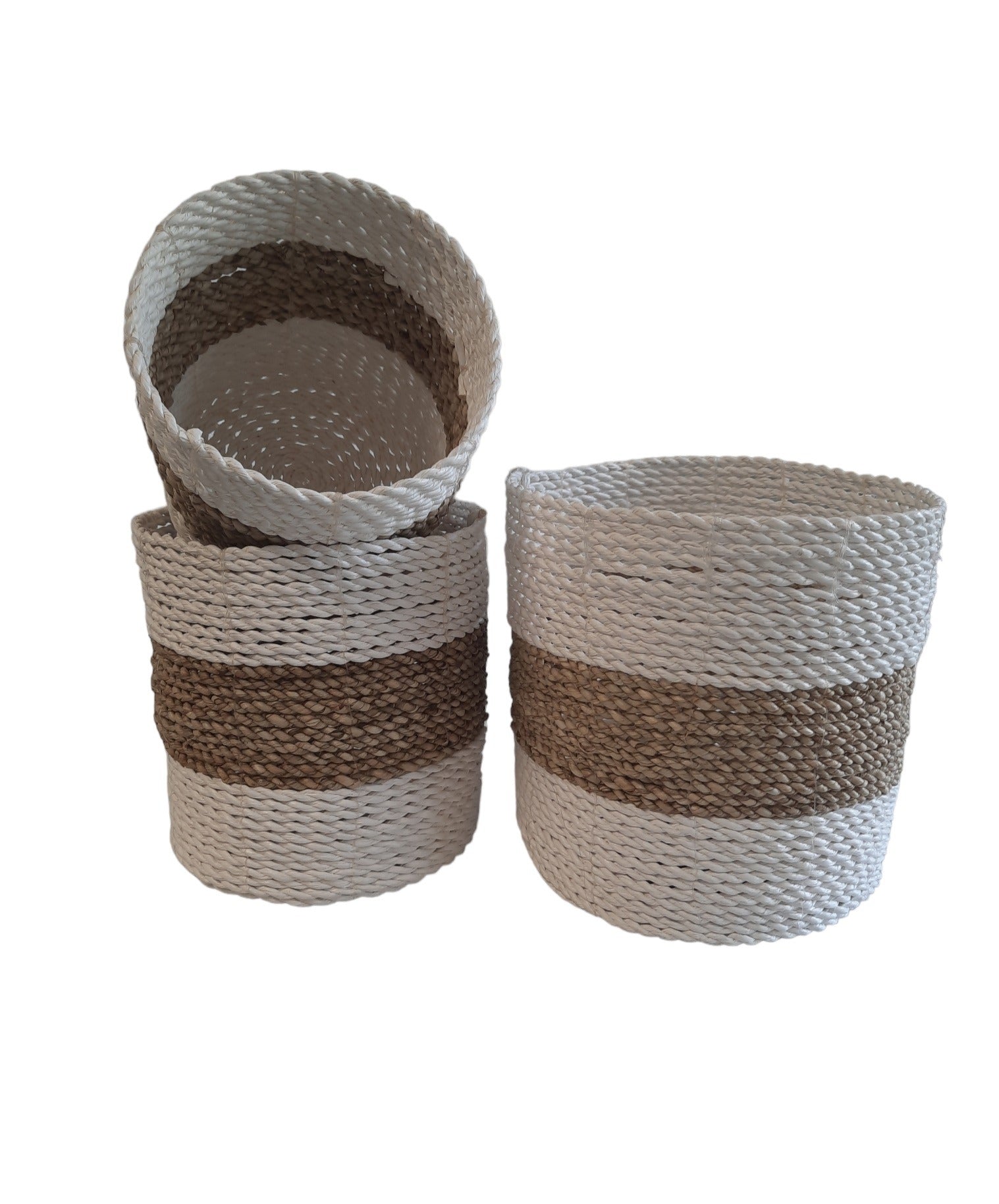 FurniLux Natuurlijke plantenbakken/ Mandenset - 20x20x21cm