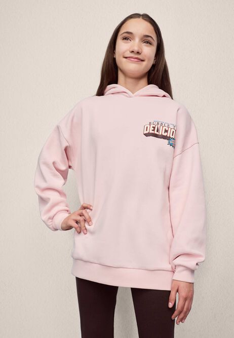 Older Girls Pale Pink Bubble Tea Hoodie
