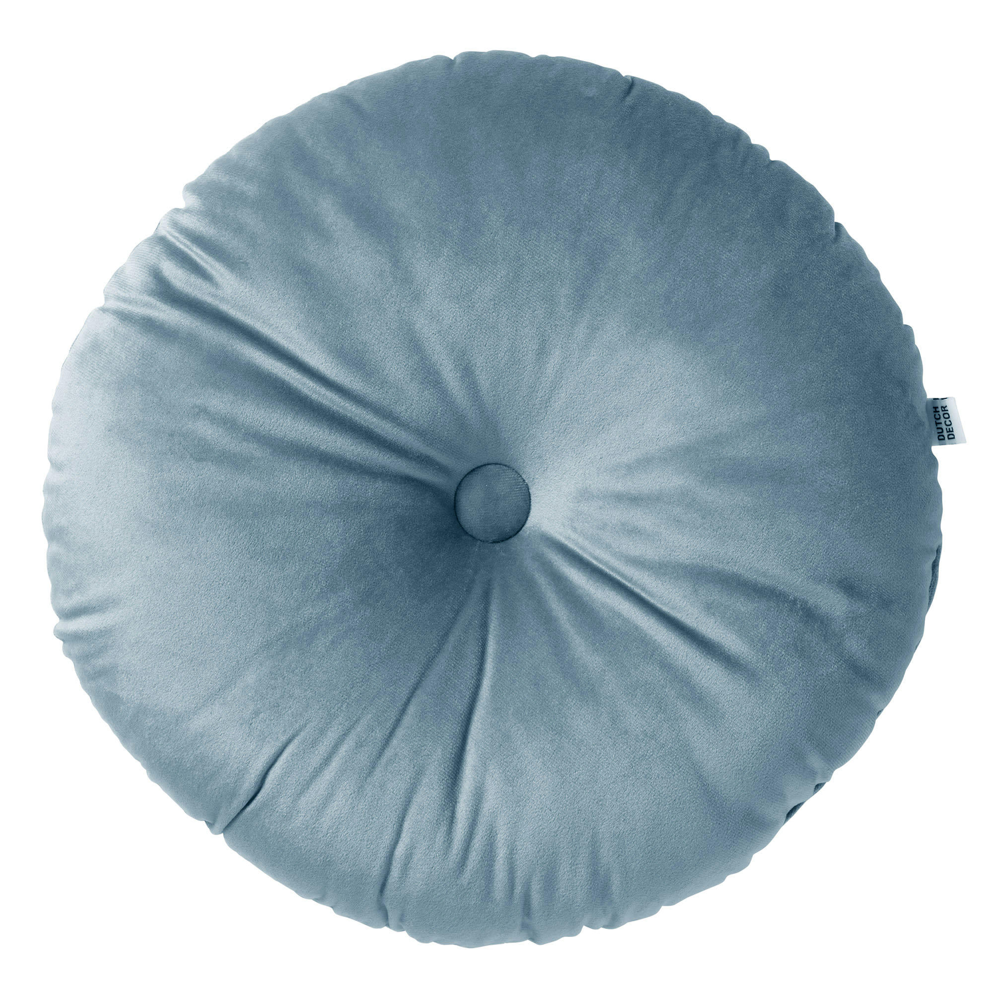 OLLY - Coussin rond bleu en velours 40 cm uni