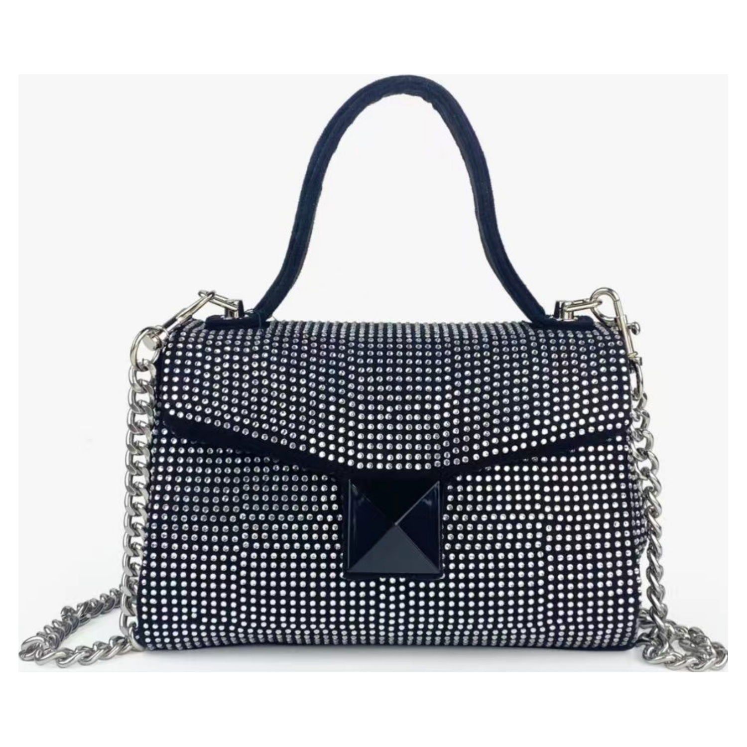 SVNX Black Suede Rhinestone Grab Bag