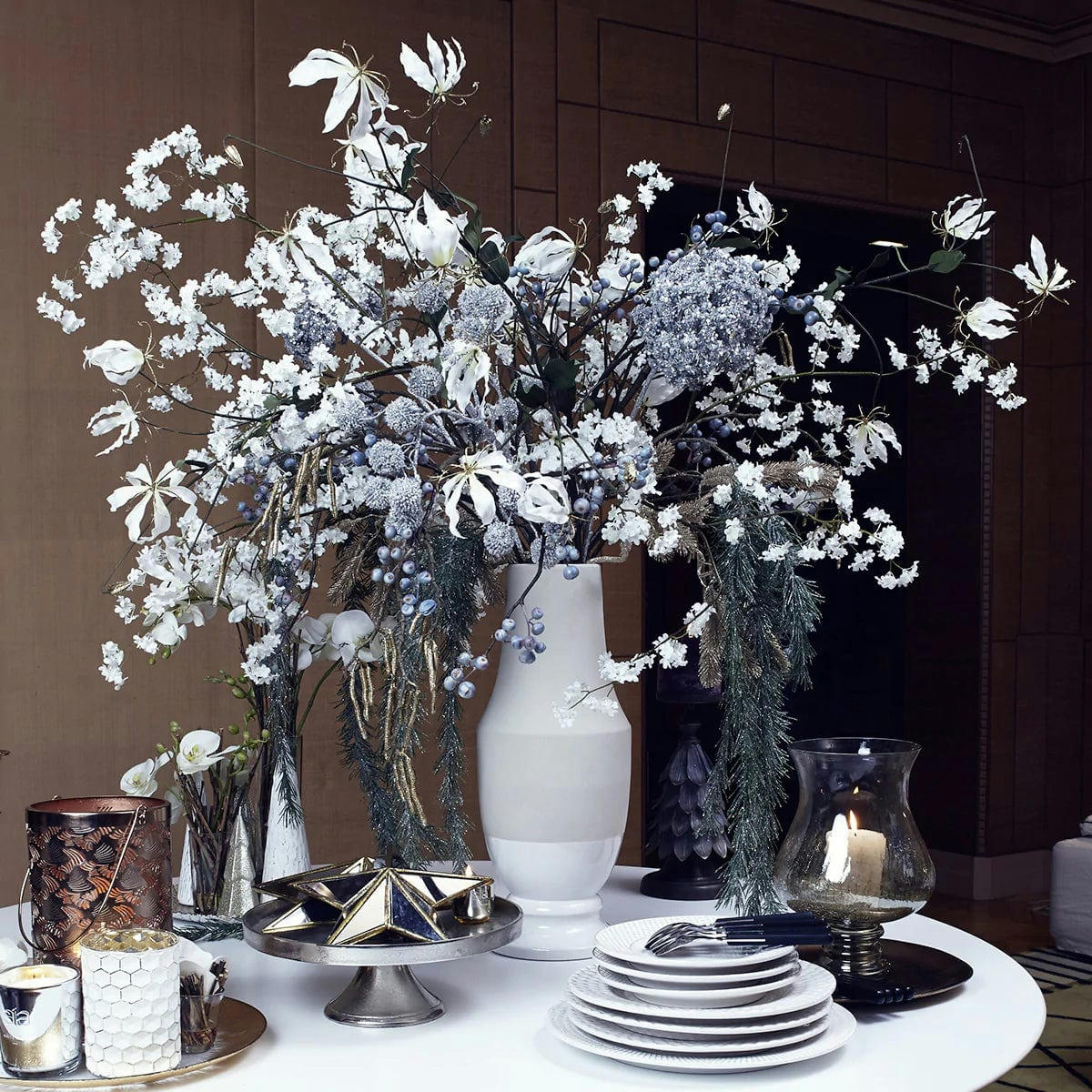 NOËL - Branche de pin pailletée eva h104