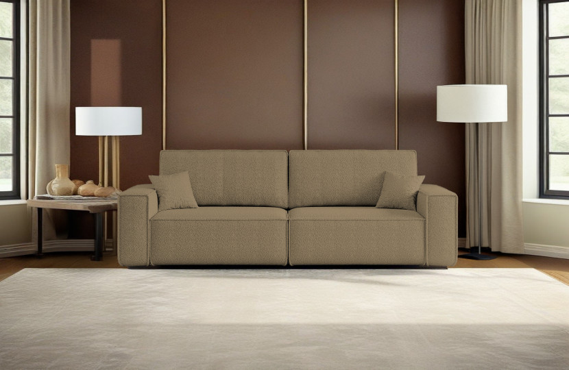 Sofa z funkcją spania BEST tkanina Quelle Jasnobrązowy