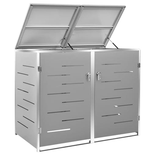 NNEVL Double Wheelie Bin Shed 138x77.5x115.5 cm Stainless Steel