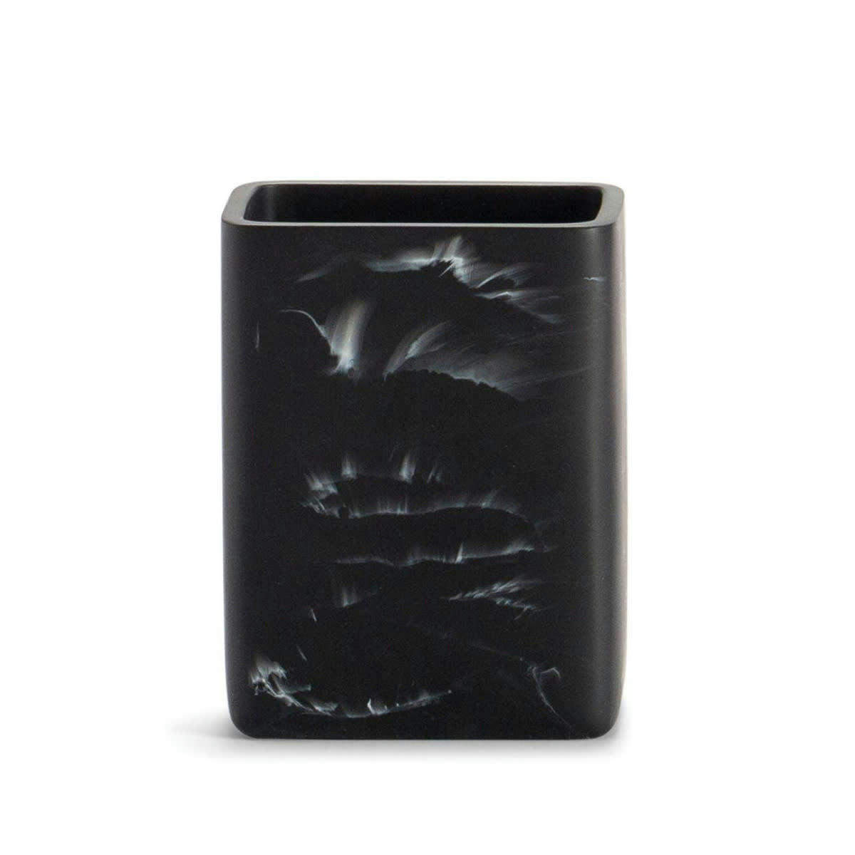 EFFET MARBRE - Porte brosse à dents rectangulaire en polyrésine effet marbre noir
