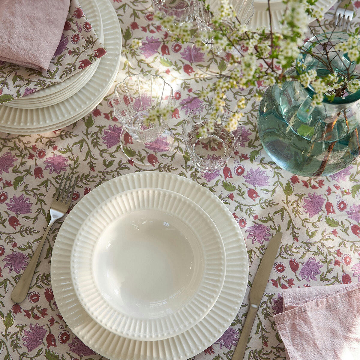 Lot de 4 serviettes de table en coton lavé, Elsie