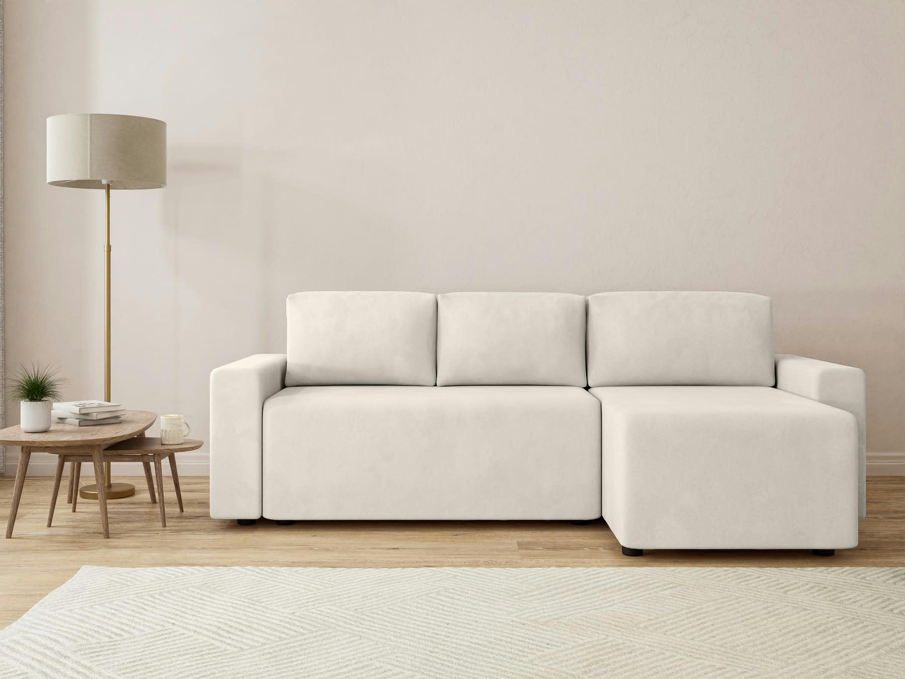 MAX - Canapé d'angle convertible en  4 places beige