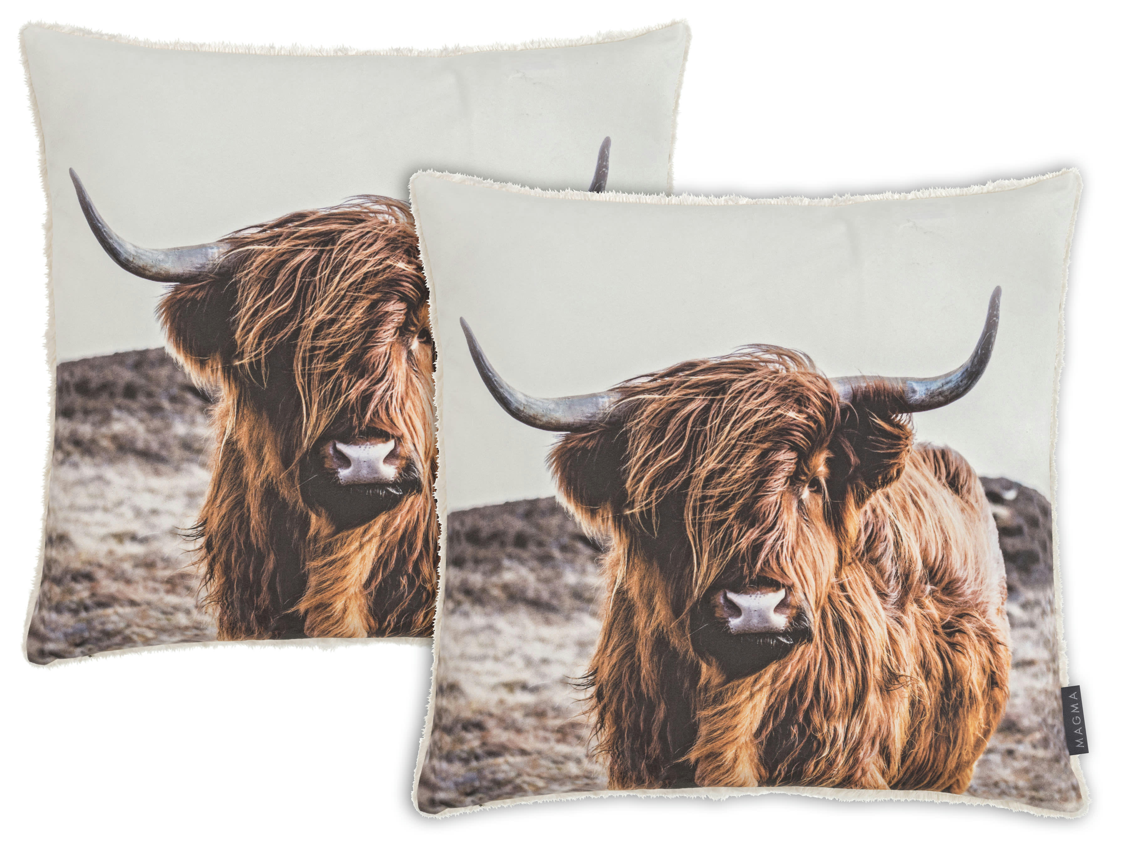 INTO THE WILD - Housses de coussin yak, polyster, verso peluche - Lot de 2 -45x45