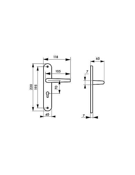 Ensemble de poignées pour porte d'entrée Maia trou de cylindre, carré 7mm, entr'axes 195mm, couleur F2 - THIRARD