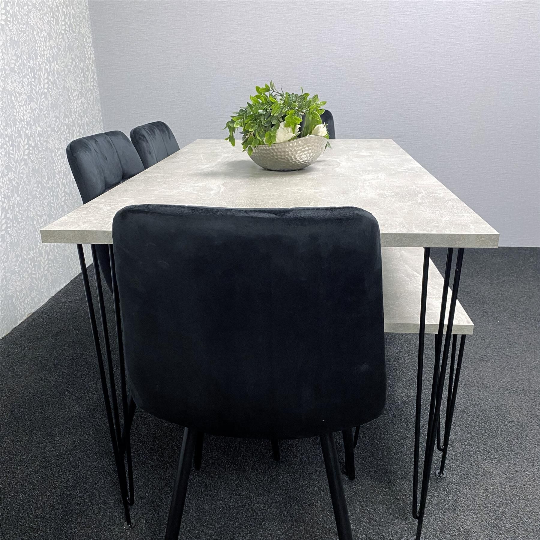 KOSY KOALA Dining Table With 4 Chairs Modern Dining Table Set With 4 Black Chairs And 1 Bench Dining Room Furniture