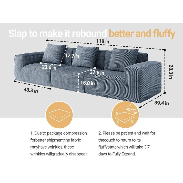118 Foam 4-Seater Sofa with NASA-Grade High-Density Foam, No-Assembly Design, Plush Reclining Seats