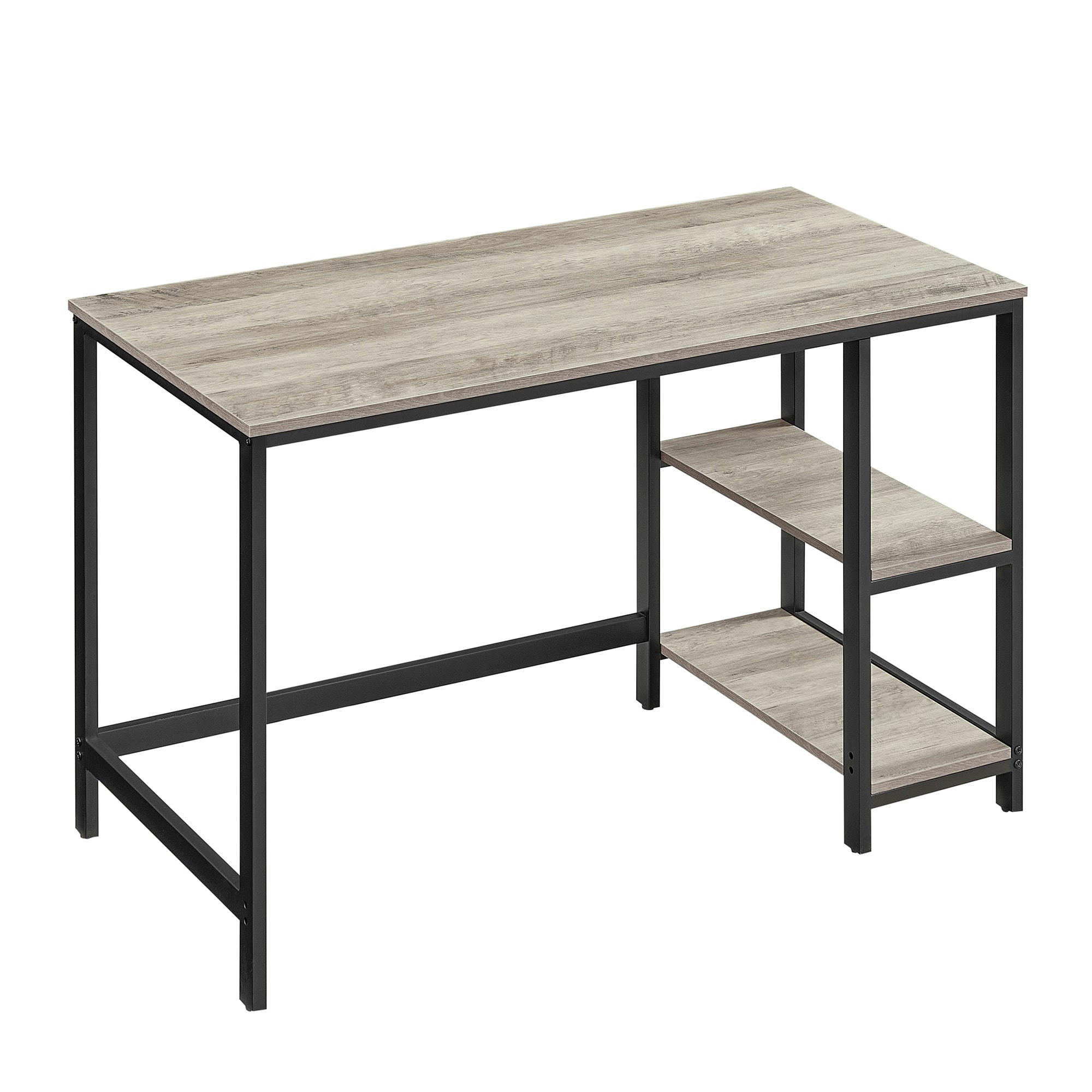 - Bureau 120 cm avec étagère effet bois grège