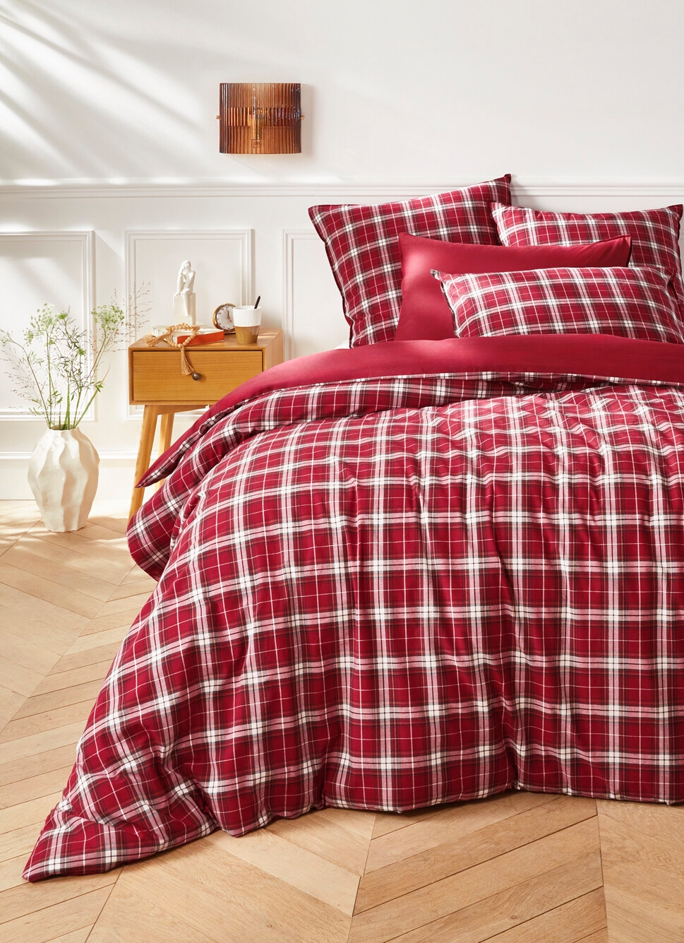 HOUSSE DE COUETTE à CARREAUX TISSÉ TEINT TORQUHIL ROUGE