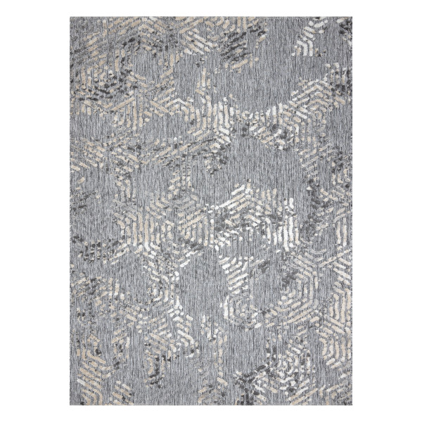 Dywan Strukturalny SOLE D3842 Heksagony - płasko tkany szary / 80x250 cm