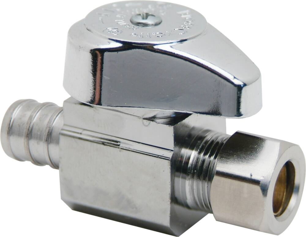 BrassCraft Straight Valve, 1/2-in Nom. Crimp PEX Barb x 3/8-in OD Comp.
