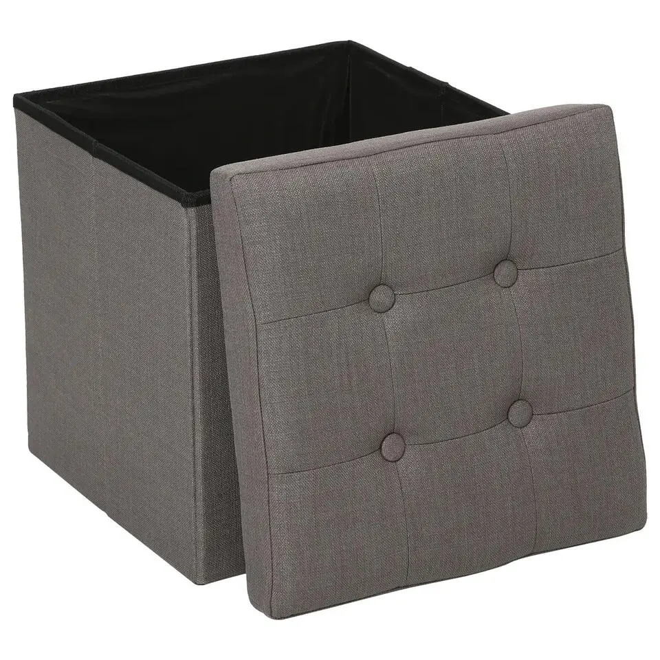 Atmosphera Poef - donkergrijs - 38 x 38 cm - mdf - hocker