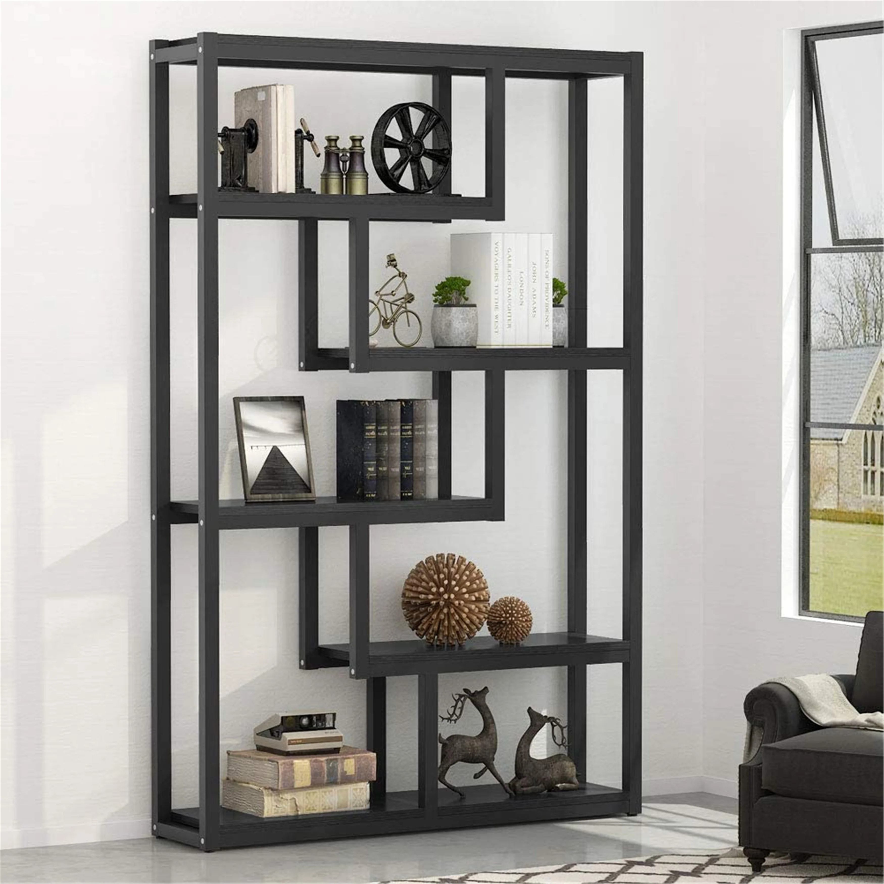 Bookshelf, Modern Etagere Bookcase, Storage and Display Shelves