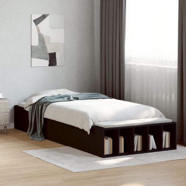Rama łóżka czarna 75x190 cm materiał drewnopochodny