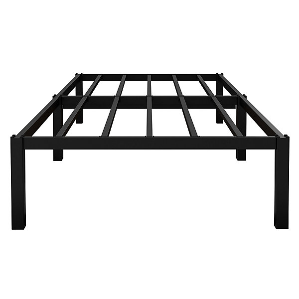 Cadre de lit métal noir avec matelas H:16 cm sommier à lattes intégré 90x200 cm