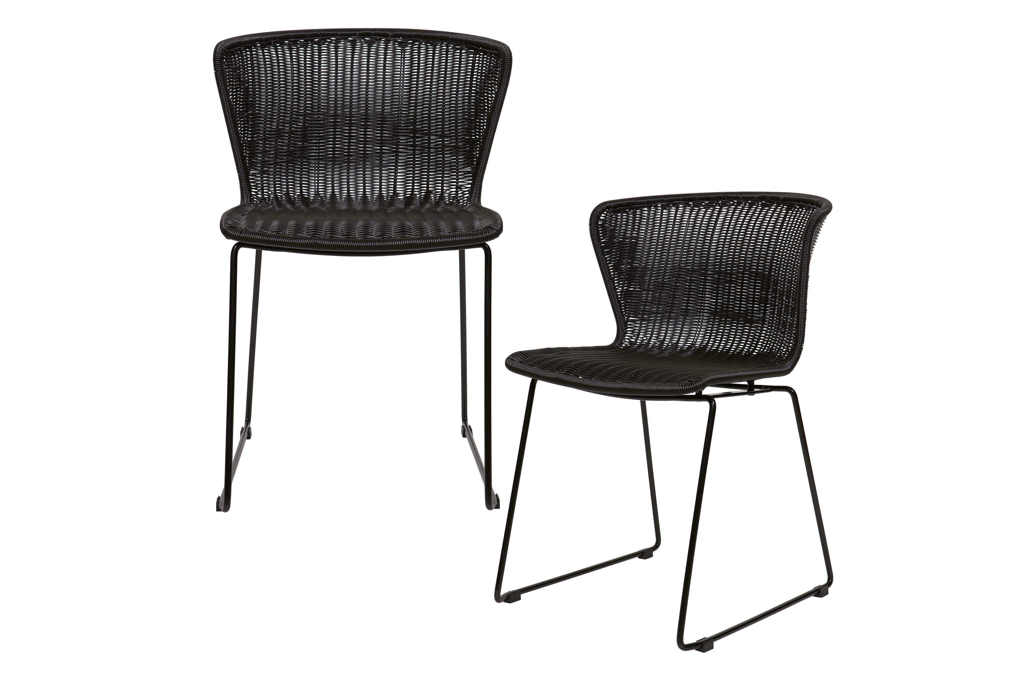 WINGS - Lot de 2 chaises indoor et outdoor en résine tressée noir