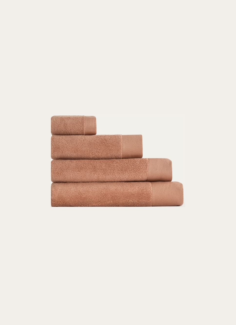 SERVIETTE INVITÉ COTON MOELLEUX ZÉRO TORSION BEIGE ROSE