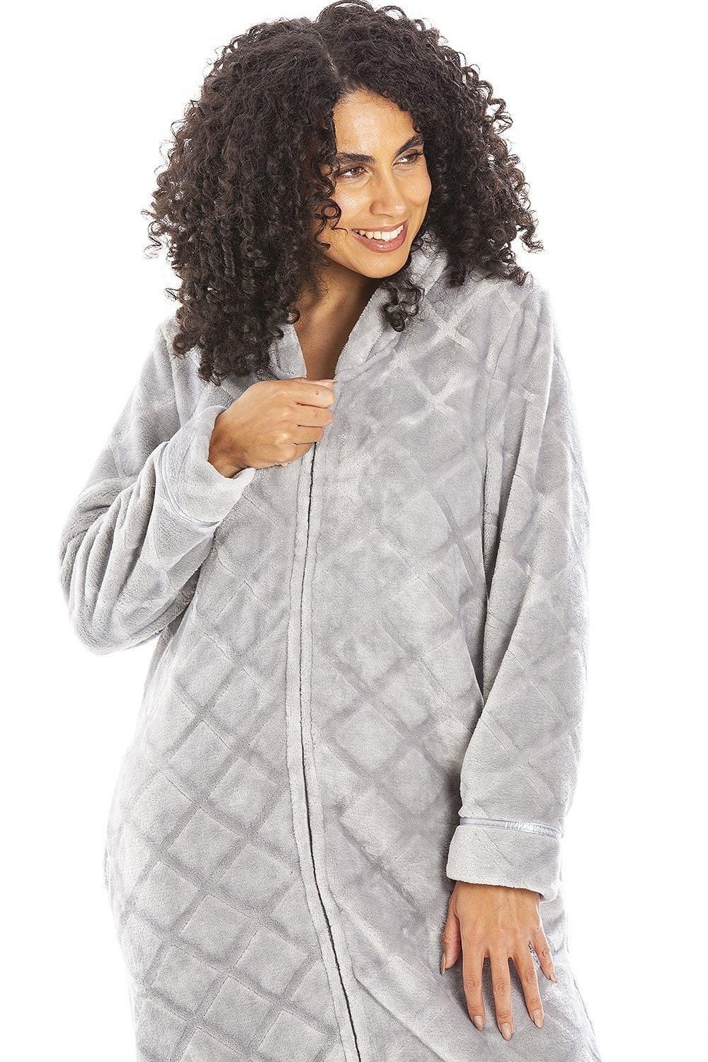 Camille Classic Full Length Zip Through Housecoat With Inseam Pockets