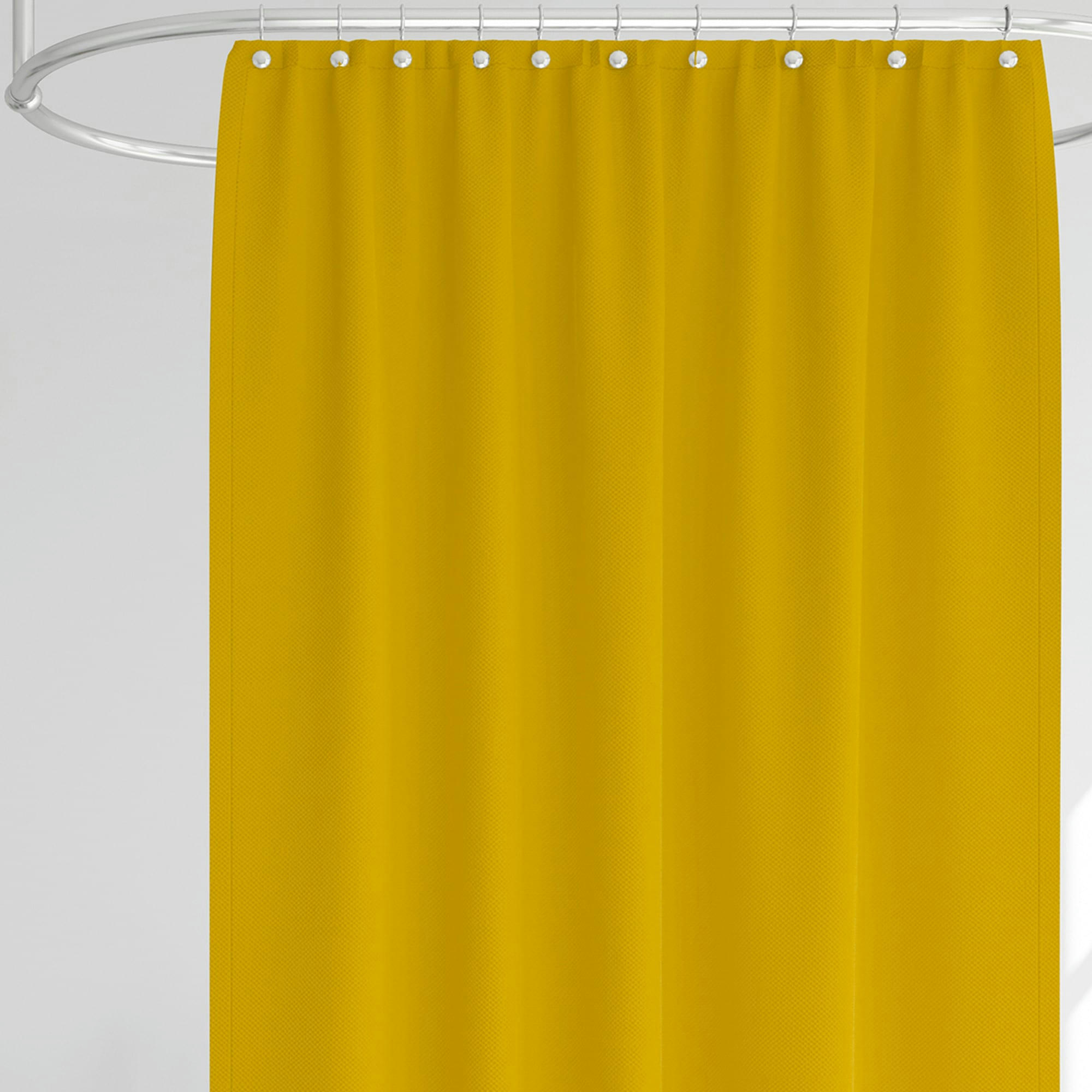 - Rideau de douche classique tissu jacquard uni jaune