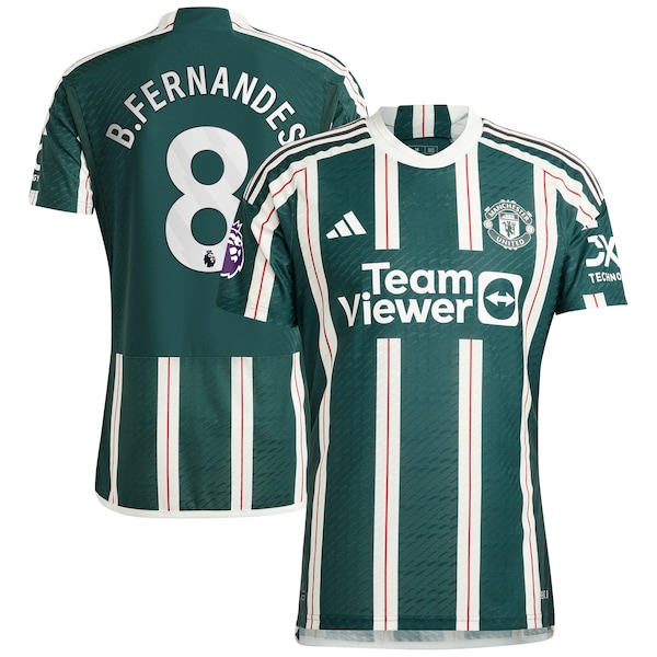 Bruno Fernandes Manchester United adidas 2023/24 Away Authentic Player Jersey - Green/Red