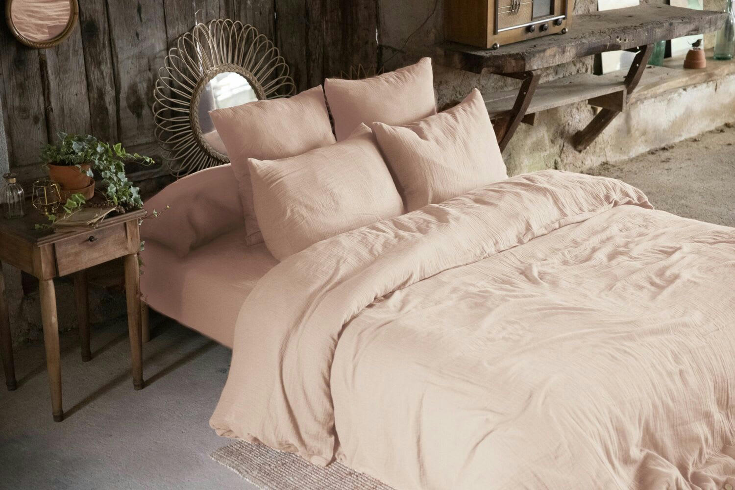 ROSE - Housse de couette gaze de coton rose 140x200 cm