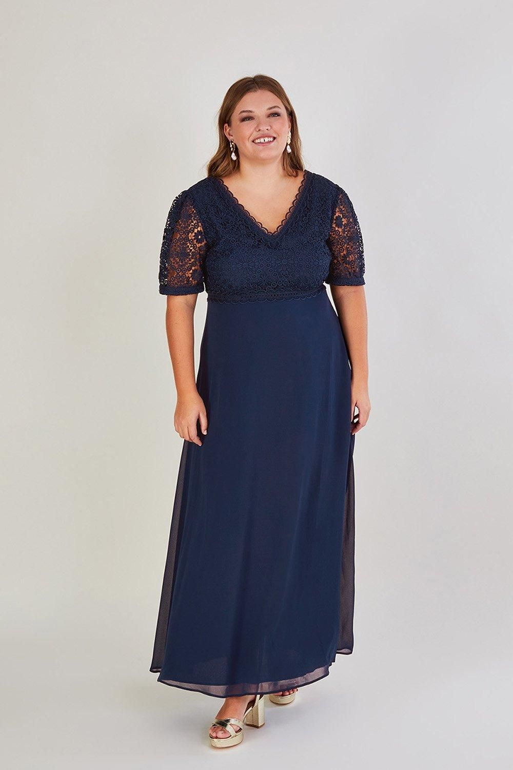 Monsoon Lilibet Lace Maxi Dress Blue