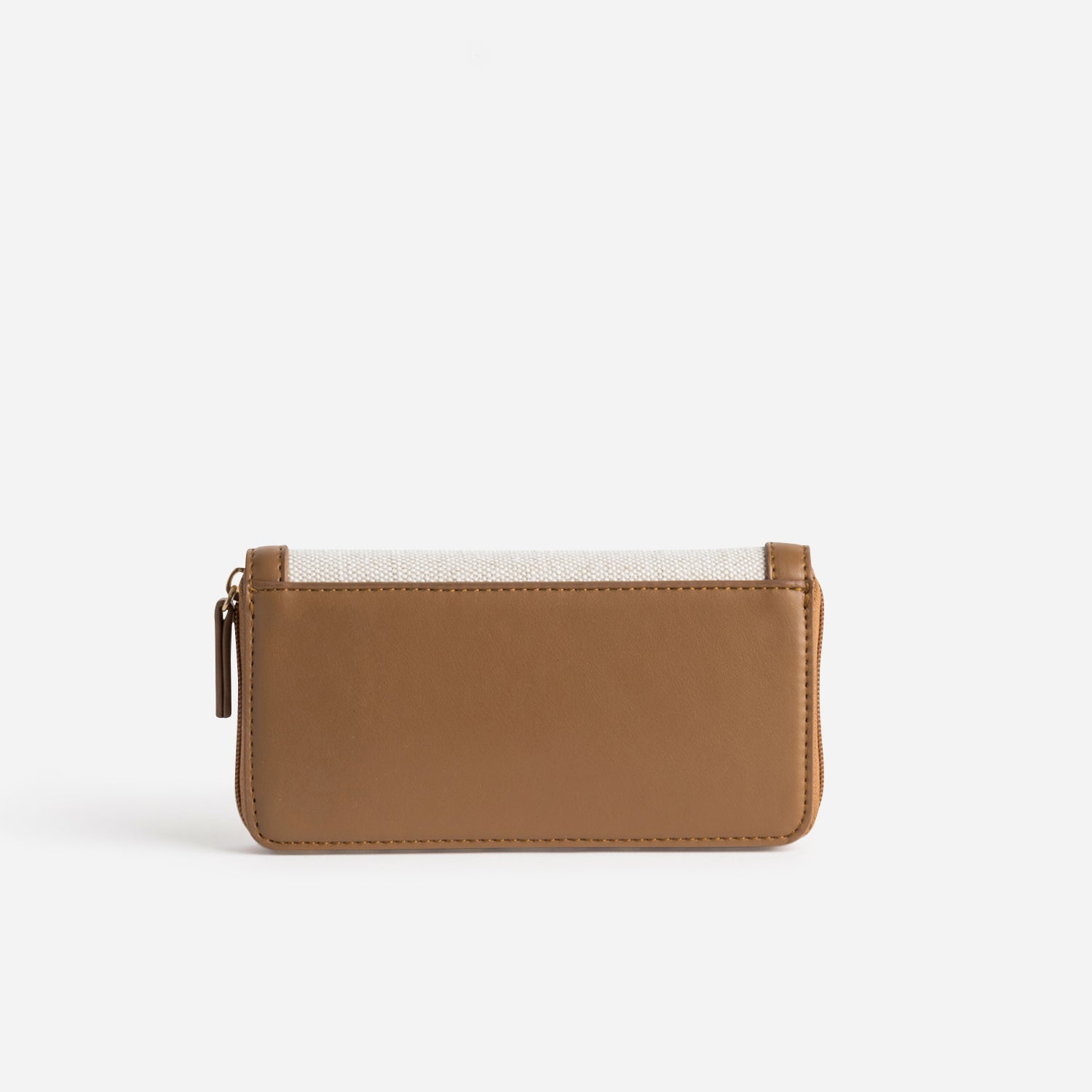 Portefeuille beige et cognac bi-matière