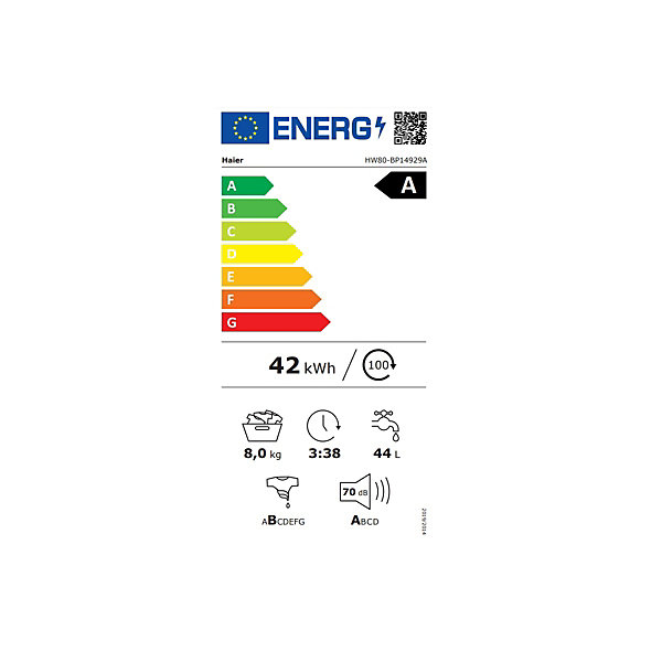 Lave-linge frontal 8kg 1400 tours/min Haier HW80BP14929AS i-pro série 1