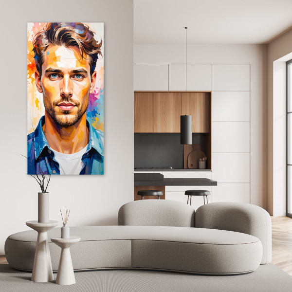 Obraz nowoczesny do sypialni salonu biura, Portret Mężczyzna Model 40x80