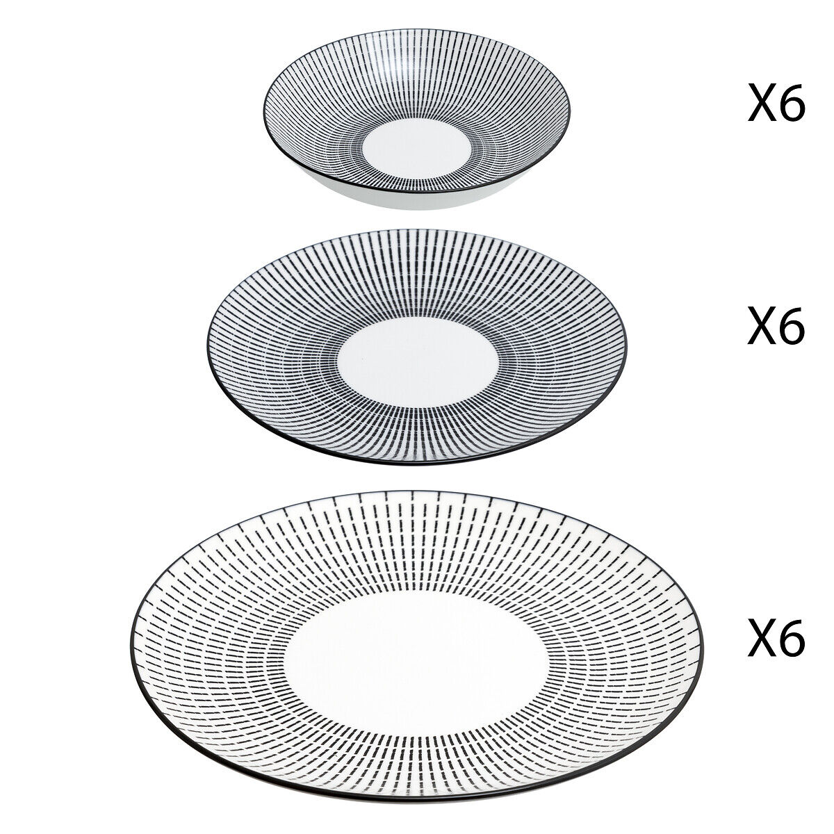 Serviço de mesa LUNIS preto decorado 18 peças