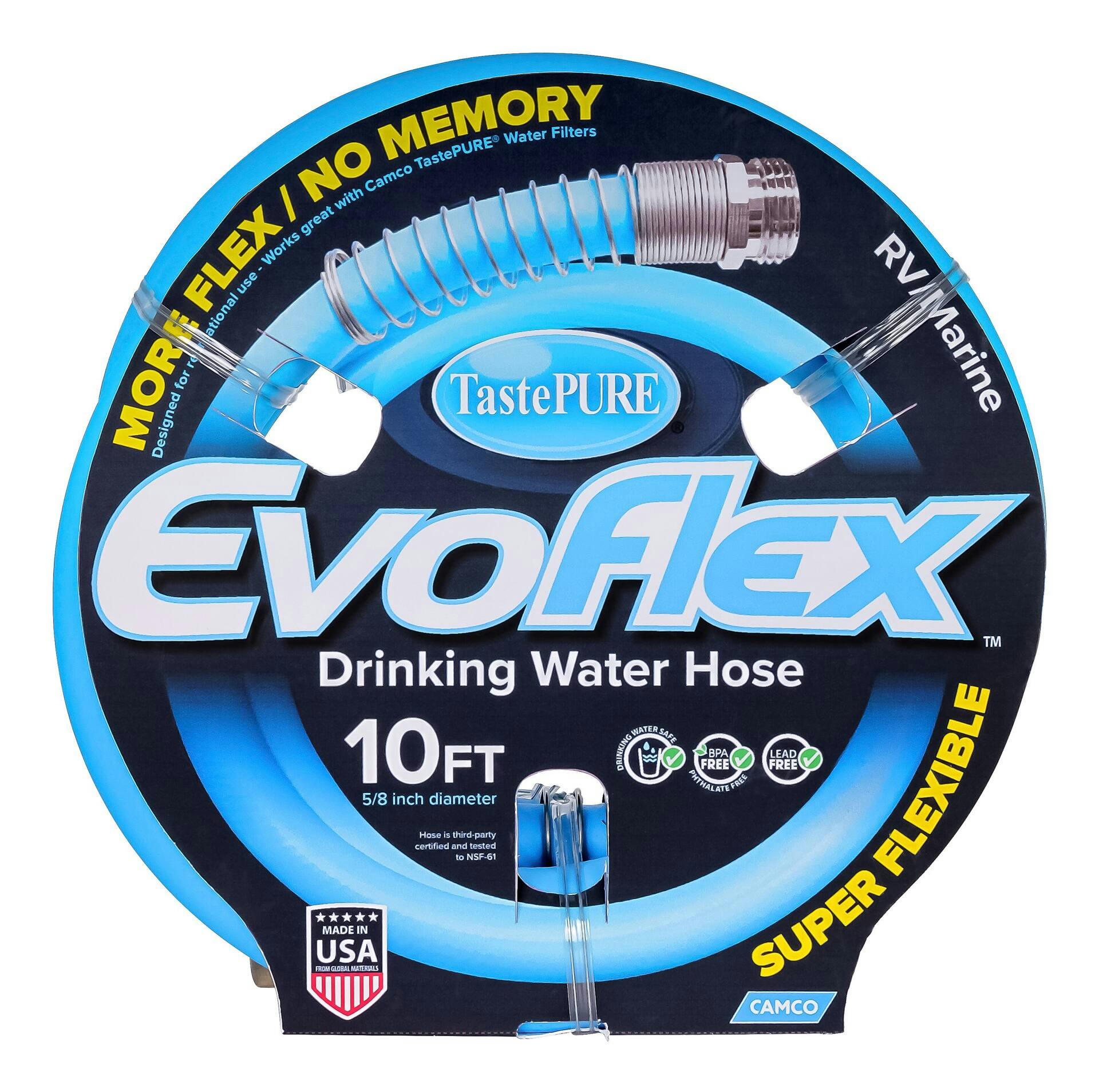 CAMCO 22592 EvoFlex 10-ft 5/8-in ID Drinking RV Water Hose, Blue