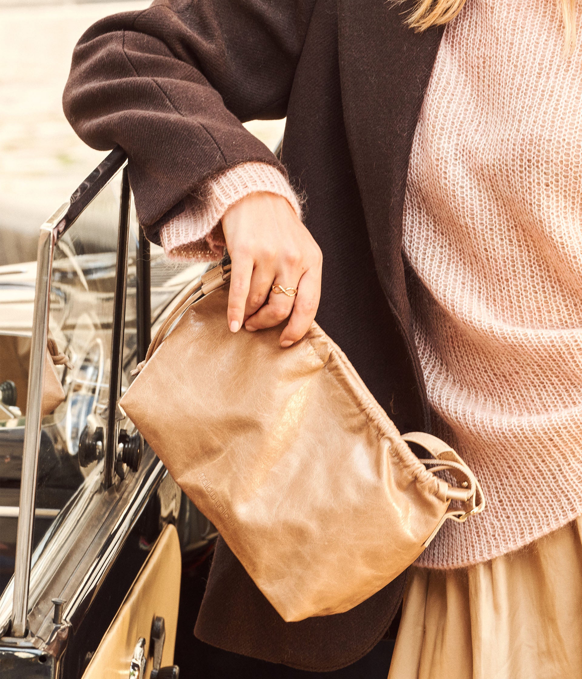 Sac en cuir beige Max