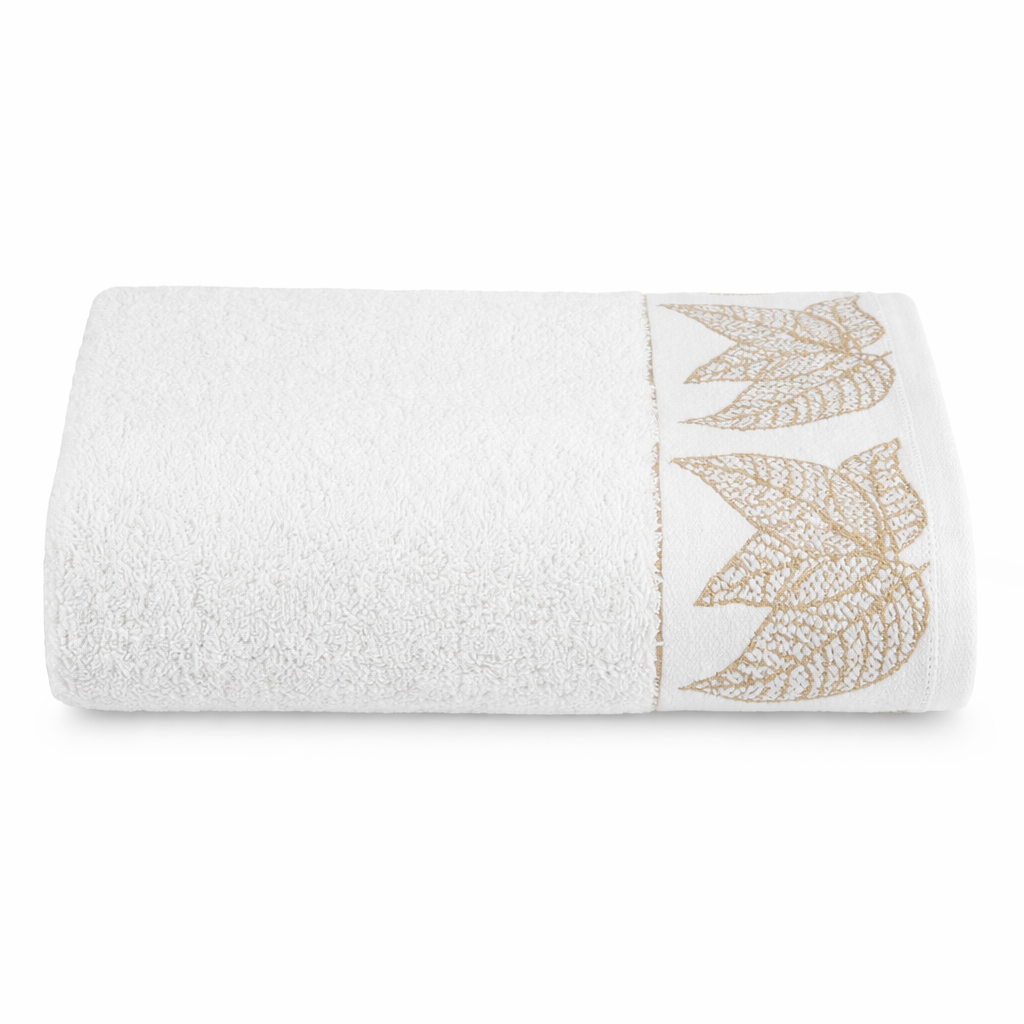 Ręcznik 70x140 Blanca 8 biały złoty liście 500g/2 frotte