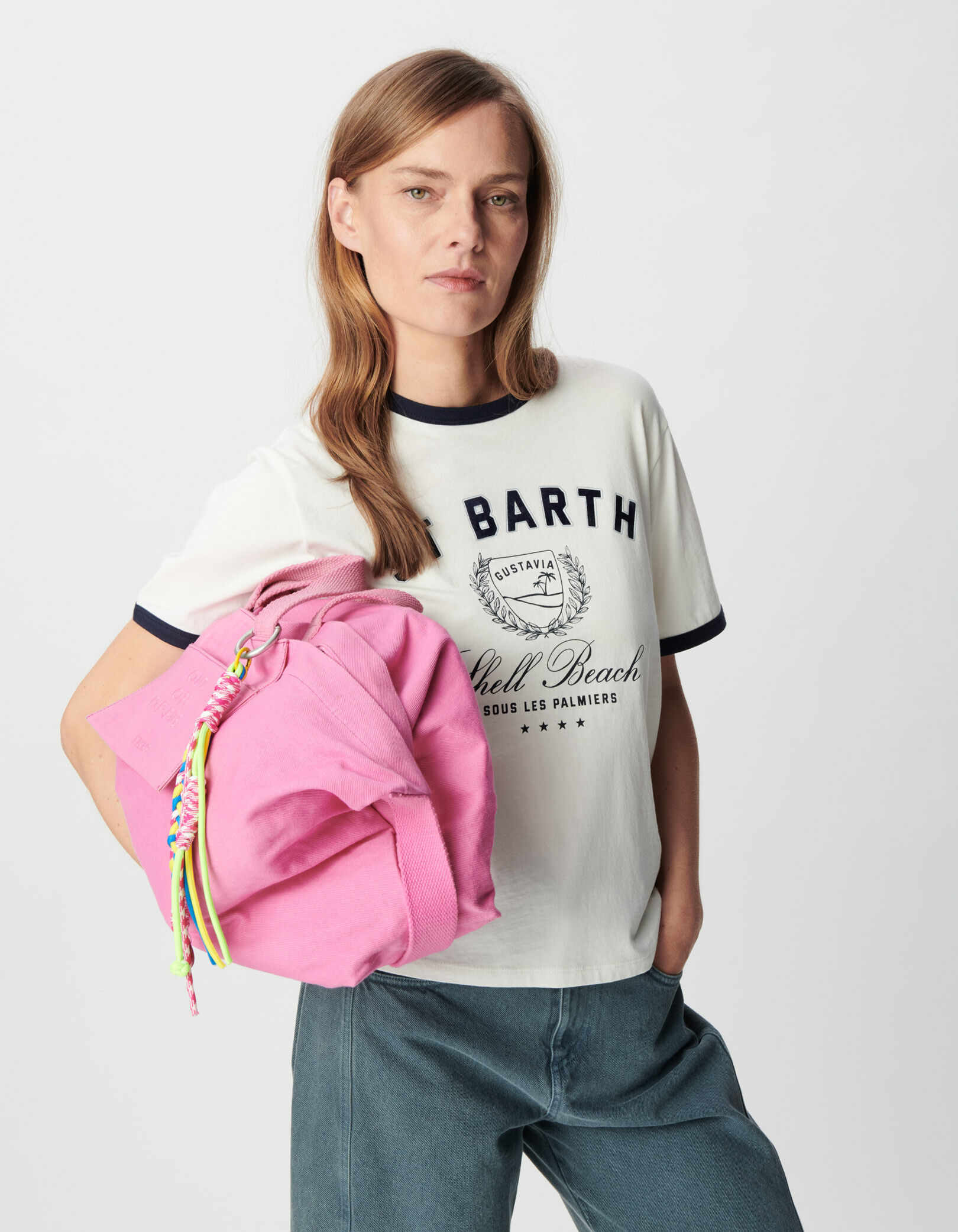 Tee-shirt col rond blanc coton bio message Femme