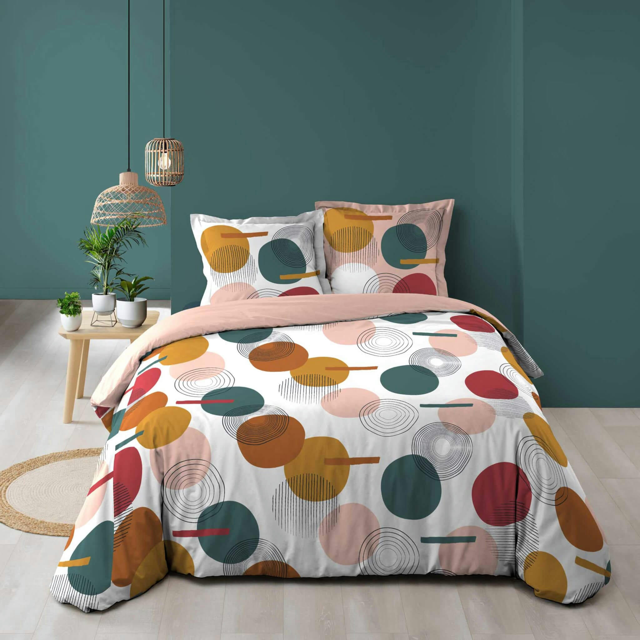 ROLLIPOP - Parure de couette aux cercles colorés coton multicolore 220x240cm
