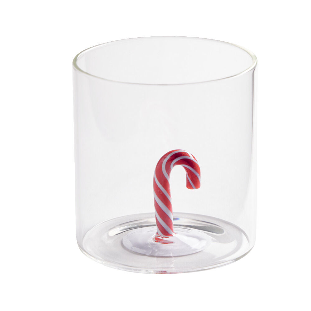 Verre No&euml;l transparent avec centre sucre d'orge 3D Ø8xH8,5cm