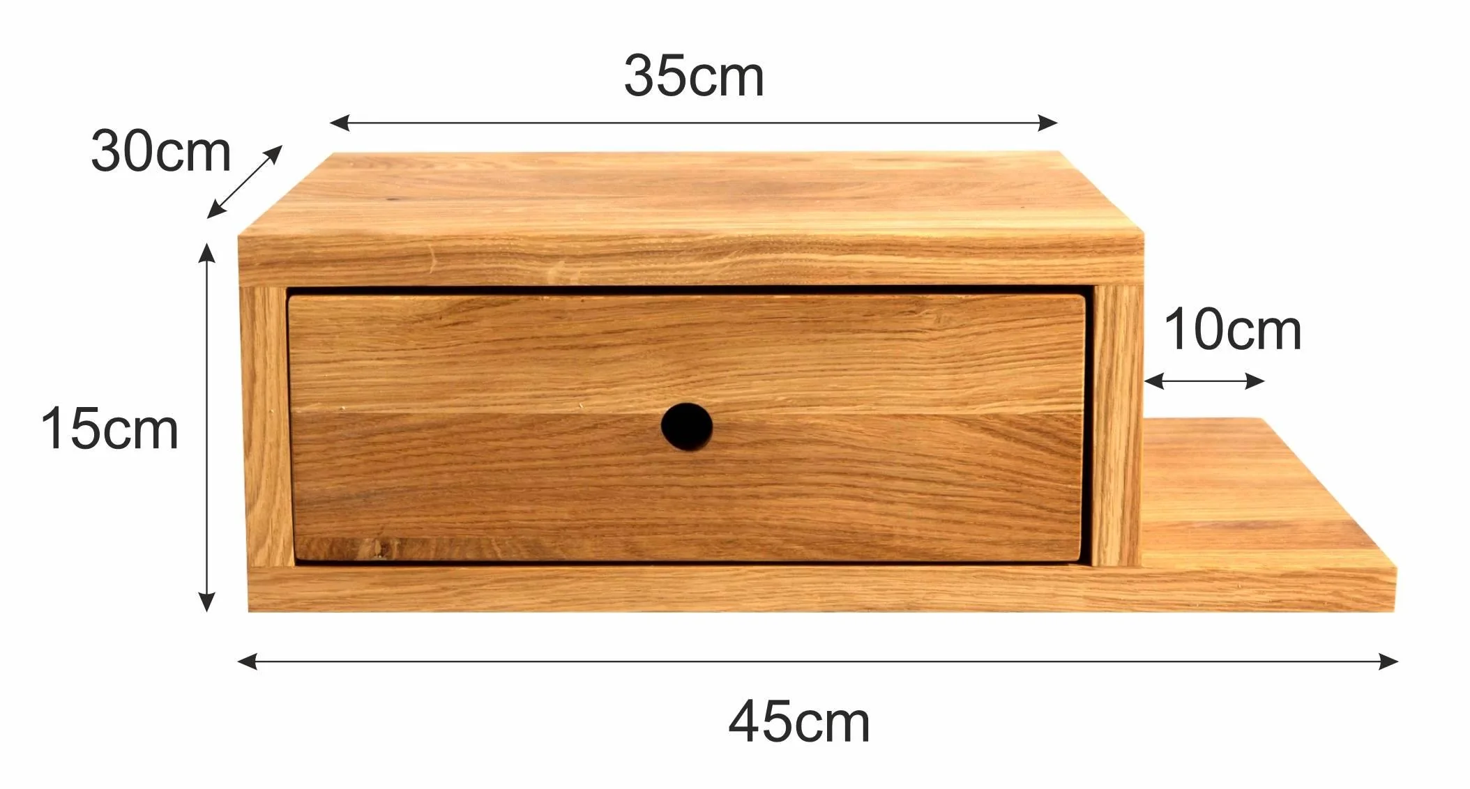 Wandplank Bella lade rechts eikenhout