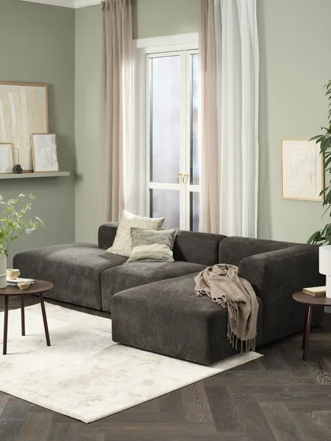 Modulsofa SKEJBY 3-pers. chaiselong/open-end mørkebrun